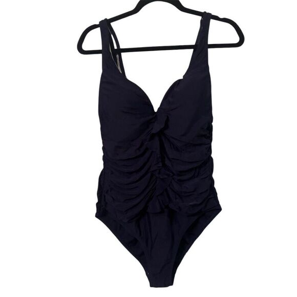 Sun & Sea Women's 12 Navy Blue One-Piece Swimsuit Ruched size 12 - Picture 1 of 9